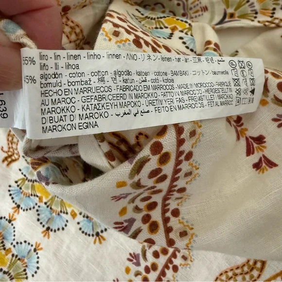 ZARA High-Waisted Boho Linen-Blend Wide Leg Pants - Size S EUC - Picture 8 of 13